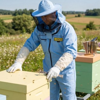 Včelárska kombinéza s klobúkom - modrá - Lysón, veľ.: S-XXXL