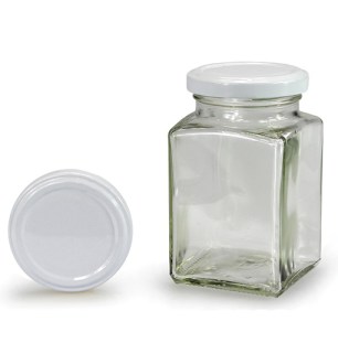 Štvorhranný pohár s bielym viečkom 260 ml (TO 58)