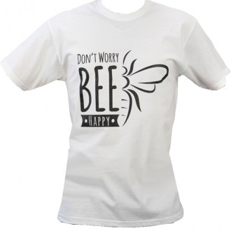 Včelárske tričko ApiSina Bee happy, biele