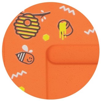 Úľ Dadant OPTIMA, lakovaný (oranžový), potlač – včela, rozložený